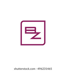 The letter B and Z Monogram With Frame Square. Logo Design Template Purple