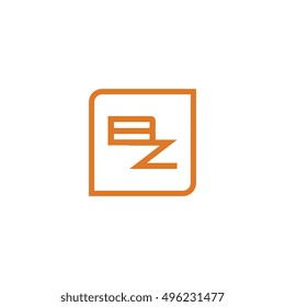 The letter B and Z Monogram With Frame Square. Logo Design Template Orange