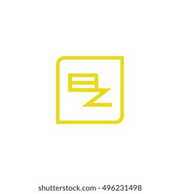 The letter B and Z Monogram With Frame Square. Logo Design Template Yellow