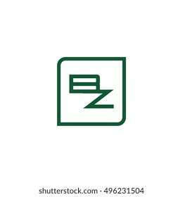 The letter B and Z Monogram With Frame Square. Logo Design Template Green