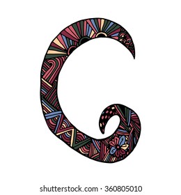 Letter b zentangle and doodle hand draw trend patterns painted in different colors can be used for backgrounds, flyers, gift cards, printing on T-shirts