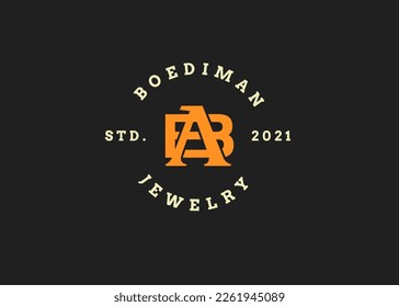 Letter BA AB logo vintage style design concept. Initial symbol for brand corporate business identity. Alphabet vector elements