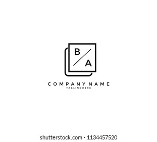 Letter BA AB Shape Minimalist Modern Logo