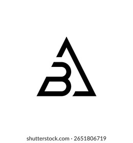 Letra BA ou AB Triangle Line Logotipo Mínimo