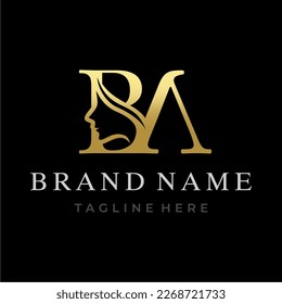 Diseño inicial del logotipo de la letra BA Beauty Face