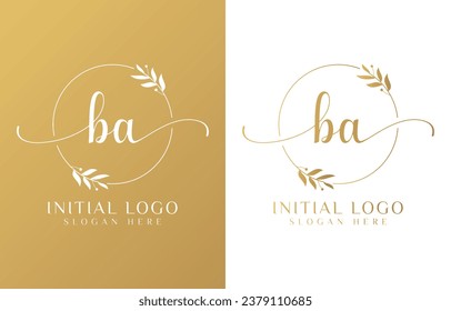 Letter BA Beauty Logo with Flourish Ornament