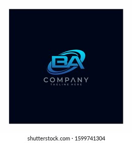 Letter BA Circle Swoosh Logo Design Vector
