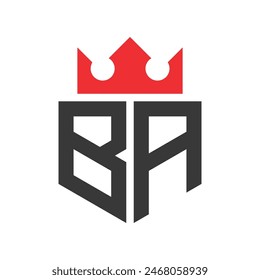 Letter BA Crown Logo. Crown on Letter BA Logo Design Template