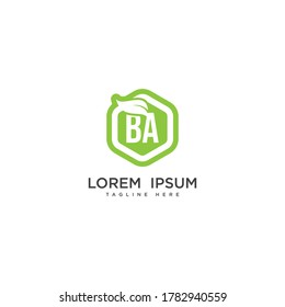 Letter BA eco leaf logo icon design template elements