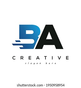 Buchstaben BA Schnelle Geschwindigkeit und E-Commerce Logo-Design-Element