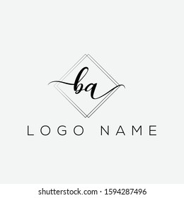 Letter ba handwriting logo with luxury elegant modern style perfect for, beauty, wedding photography, spa, makeup logos 