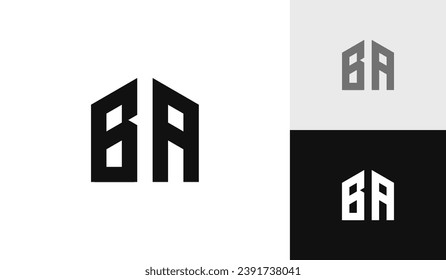 Letter BA with house shape logo design