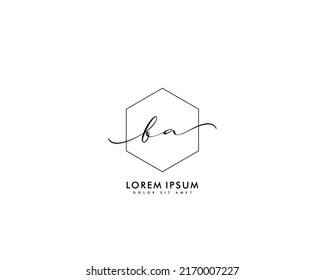 Letra BA logotipo de escritura manual inicial con firma y estilo dibujado a mano.