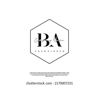 Letter BA Initial handwriting logo with signature and hand drawn style.