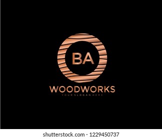 Letter BA initial wood logo vector