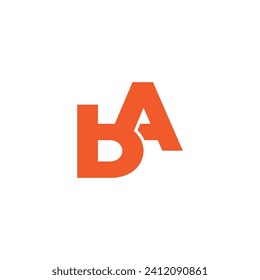 letter ba linked font simple geometric logo vector 