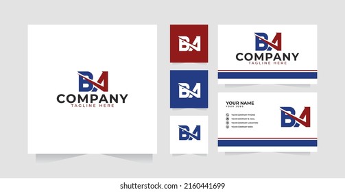 Inspiración en el diseño del logotipo de la carta BA y tarjeta de visita