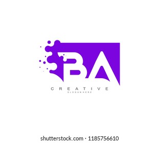 Letter BA Logo Design Vector with Abstract Square Shape Dots