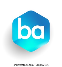 Letter BA logo in hexagon shape and colorful background, letter combination logo design for business and company identity.
