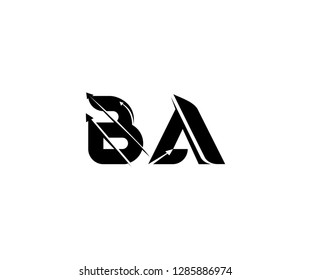 Letter BA Modern Creative Minimalism Sharp Arrow Monogram Logo Design