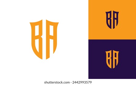 Letter BA shield initial esport logo design