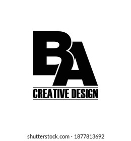 Letter BA simple logo design vector