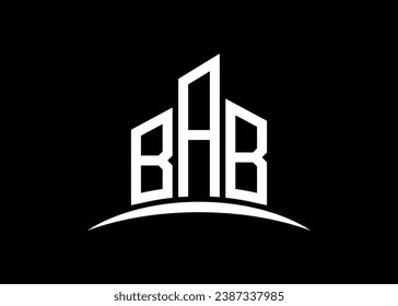 Letter BAB building vector monogram logo design template. Building Shape BAB logo.