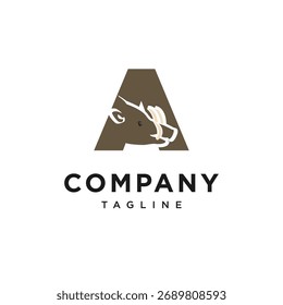 Letter A Babirusas Logo Icon Vector