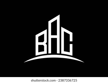 Letter BAC building vector monogram logo design template. Building Shape BAC logo.