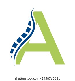 Letter A Backbone Logo Concept For Healthcare Symbol. Back Pain Sign