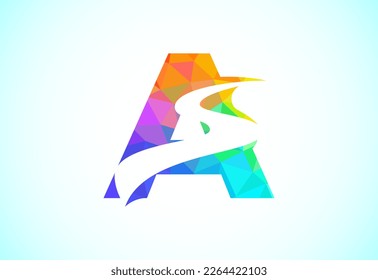 Letter A with backspace S or pathway logo design vector template. Low poly style graphic alphabet symbol