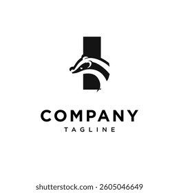 Letter I Badger Logo Icon Vector