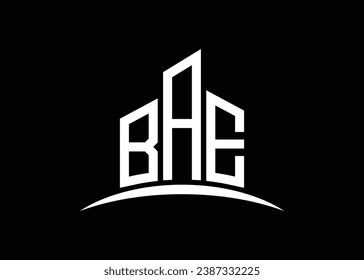 Letter BAE building vector monogram logo design template. Building Shape BAE logo.