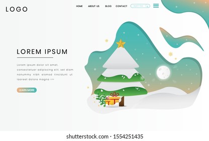 Letter banners designed by Merry Christmas. abstract Winter background tree, snow, forest. Xmas card template,poster,landing page, banner design a happy New year vector illustration