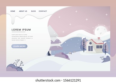 Letter banners designed by Merry Christmas. Abstract Winter background trees. Snow, forest, Xmas card template, poster, landing page, banner Design a happy new year Vector Illustration.
