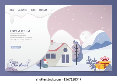 Letter banners designed by Merry Christmas. abstract Winter background tree, snow, forest. Xmas card template,poster,landing page, banner design a happy New year vector illustration