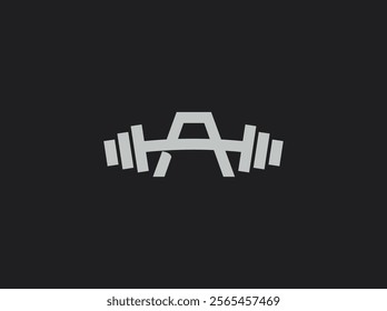 letter A and barbell icon logo. gym logo design template