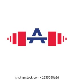 Vector de plantilla de logotipo de carta A de barbell