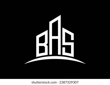 Letter BAS building vector monogram logo design template. Building Shape BAS logo.
