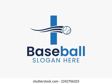Letter I Baseball Logo Concept With Moving Baseball Icon Template