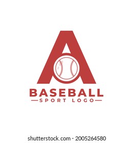 Letter A with Baseball Logo Design. Vector Design Template Elements for Sport Team or Corporate Identity.