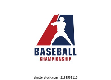 Letter A with Baseball Logo Design. Vector Design Template Elements for Sport Team or Corporate.