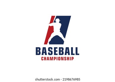 Letter I with Baseball Logo Design. Vector Design Template Elements for Sport Team or Corporate.