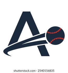 LETTER A BASEBALL sports vector