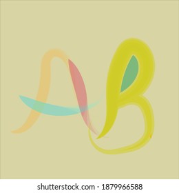 Letter based logo of A and B with multi colors on light colour of background.