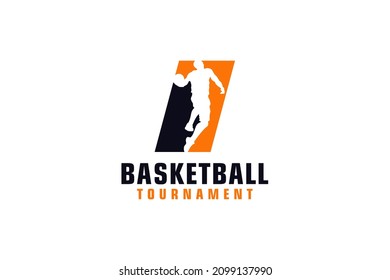 Letter I with Basketball Logo Design. Vector Design Template Elements for Sport Team or Corporate.