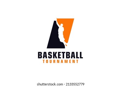 Letter I with Basketball Logo Design. Vector Design Template Elements for Sport Team or Corporate.