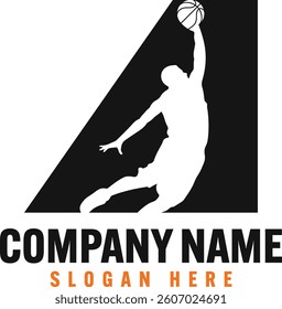 Letter A with basketball logo vector