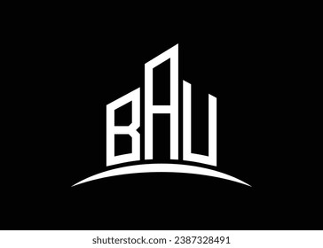 Letter BAU Building Vektorgrafik Monogram Logo Design Template. Building Shape BAU Logo.