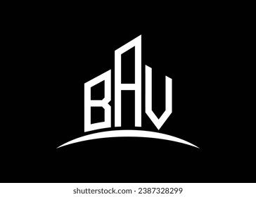 Letter BAV building vector monogram logo design template. Building Shape BAV logo.